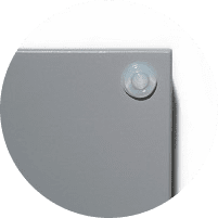 Close-up of a clear door bumper on a cabinet door