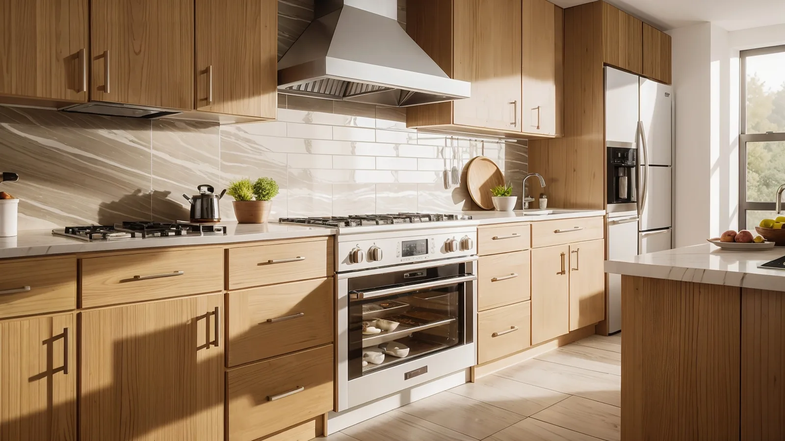 Kitchen with wood cabinets